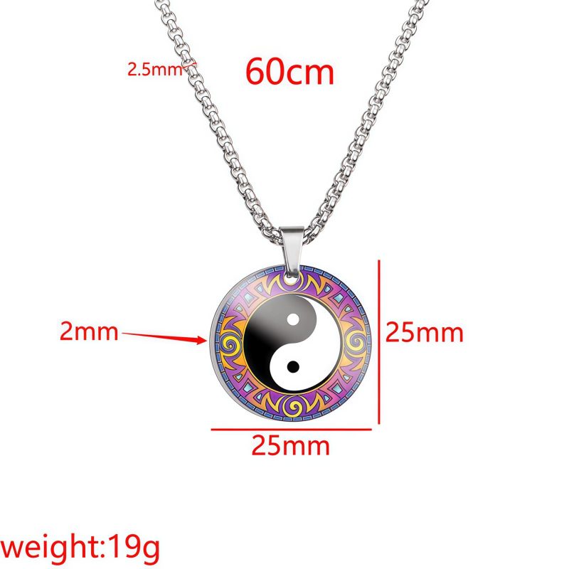 Yin Yang Koi Fish Dragon Titanium Steel Pendant Necklace Yin Yang Koi Fish Dragon Titanium Steel Pendant Necklace