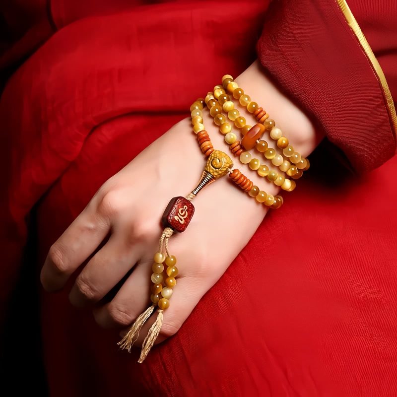 108 Mala Beads Tiger Eye Dorje Tassel Bracelet 108 Mala Beads Tiger Eye Dorje Tassel Bracelet