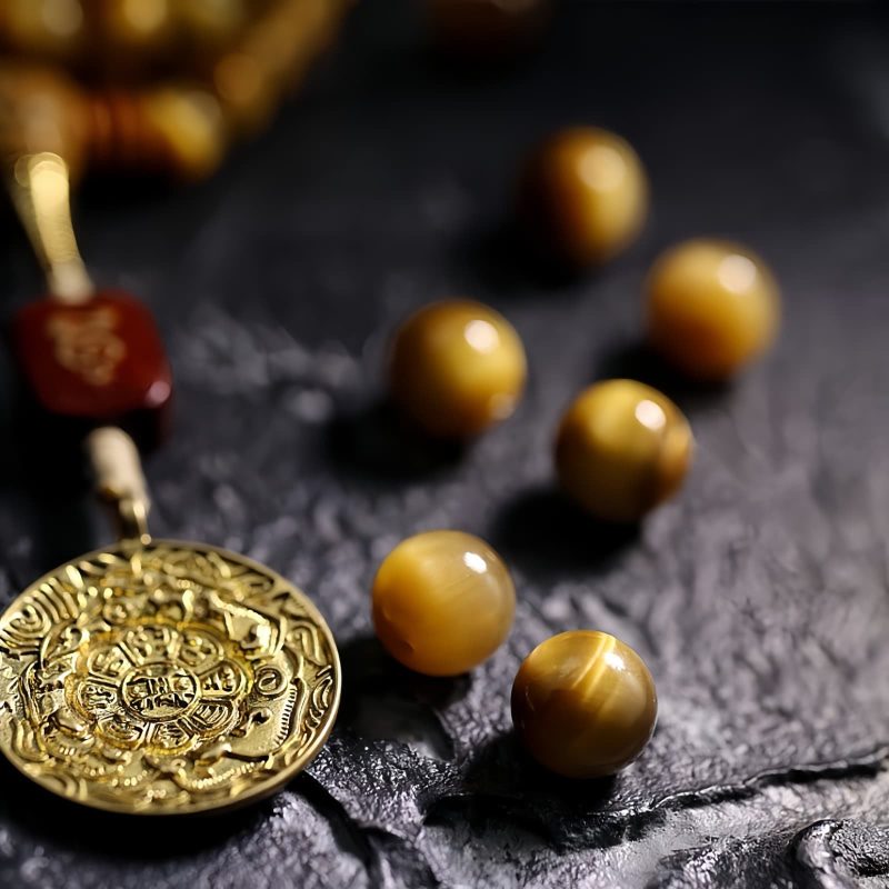 108 Mala Beads Tiger Eye Dorje Tassel Bracelet 108 Mala Beads Tiger Eye Dorje Tassel Bracelet