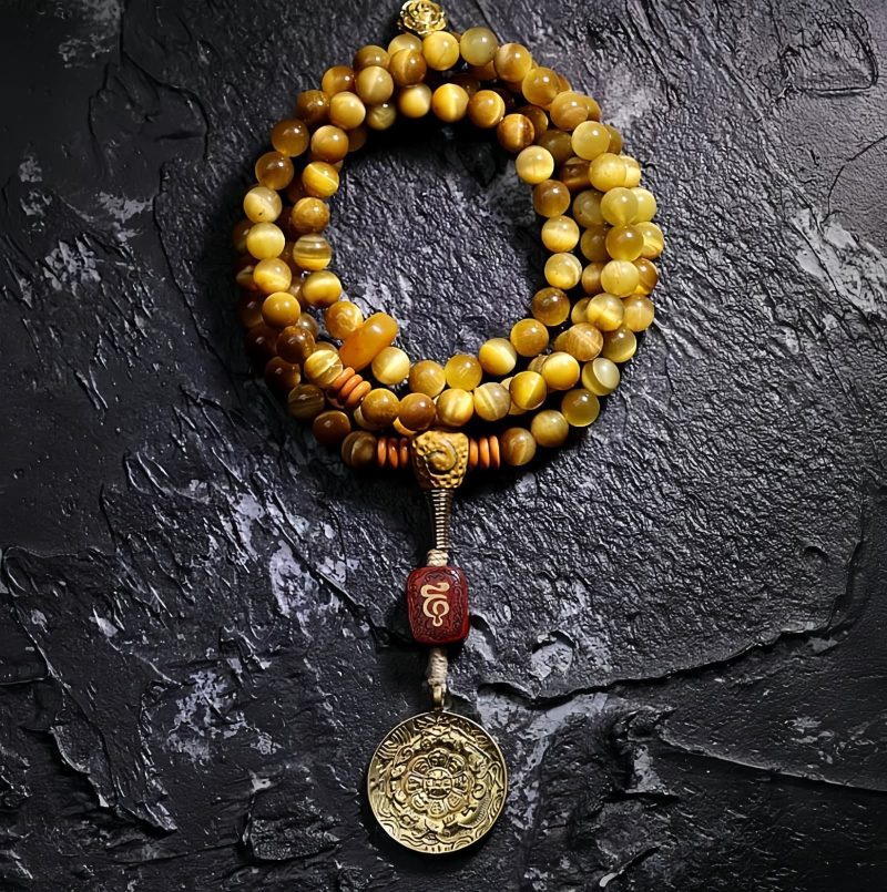 108 Mala Beads Tiger Eye Dorje Tassel Bracelet 108 Mala Beads Tiger Eye Dorje Tassel Bracelet