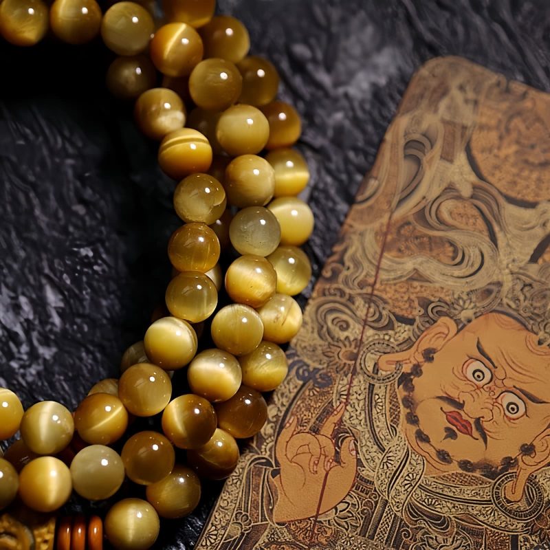 108 Mala Beads Tiger Eye Dorje Tassel Bracelet 108 Mala Beads Tiger Eye Dorje Tassel Bracelet