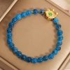 Pulsera de Ágata Azul Caramelo con Amuleto de Candado Chino Blue Candy Agate Chinese Lock Charm Bracelet