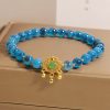 Pulsera de Ágata Azul Caramelo con Amuleto de Candado Chino Blue Candy Agate Chinese Lock Charm Bracelet