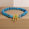 Pulsera de Ágata Azul Caramelo con Amuleto de Candado Chino Blue Candy Agate Chinese Lock Charm Bracelet