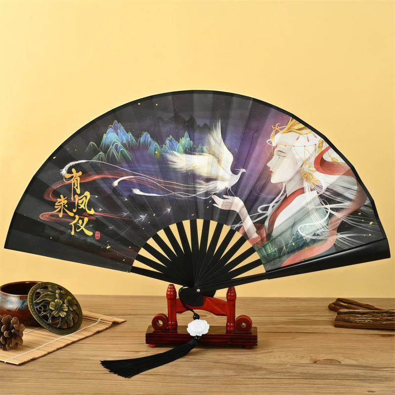 Chinese Dragon Phoenix Handheld Folding Fan Chinese Dragon Phoenix Handheld Folding Fan