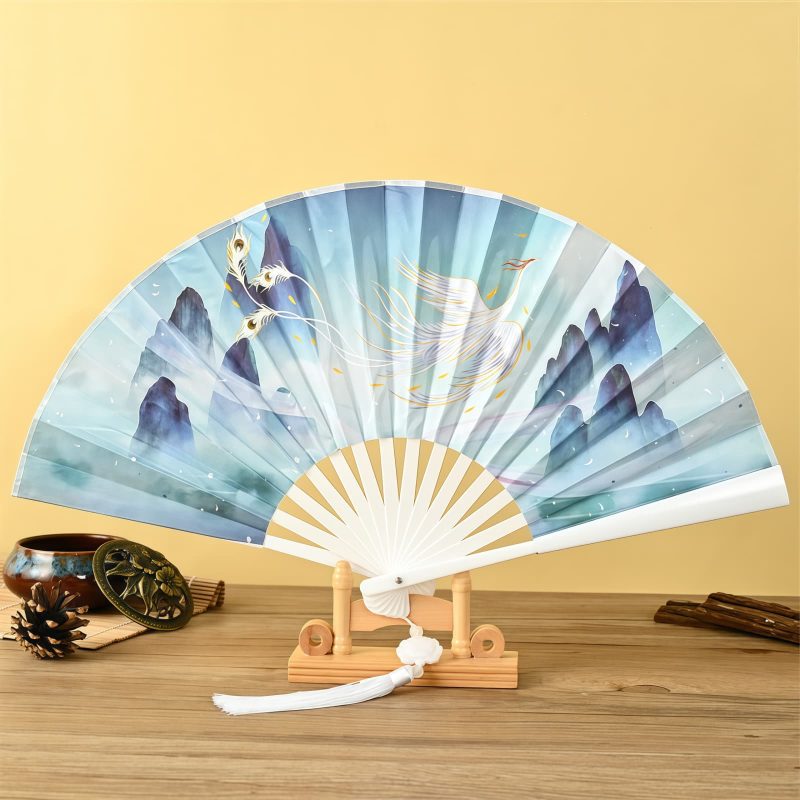 Chinese Dragon Phoenix Handheld Folding Fan Chinese Dragon Phoenix Handheld Folding Fan