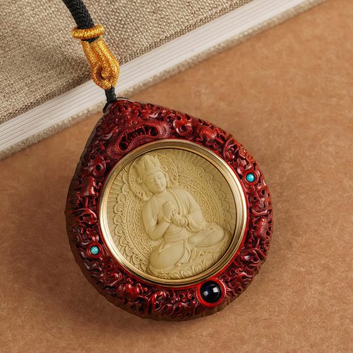 Collar de Sándalo y Zodiaco Chino con la Deidad Avalokiteshvara