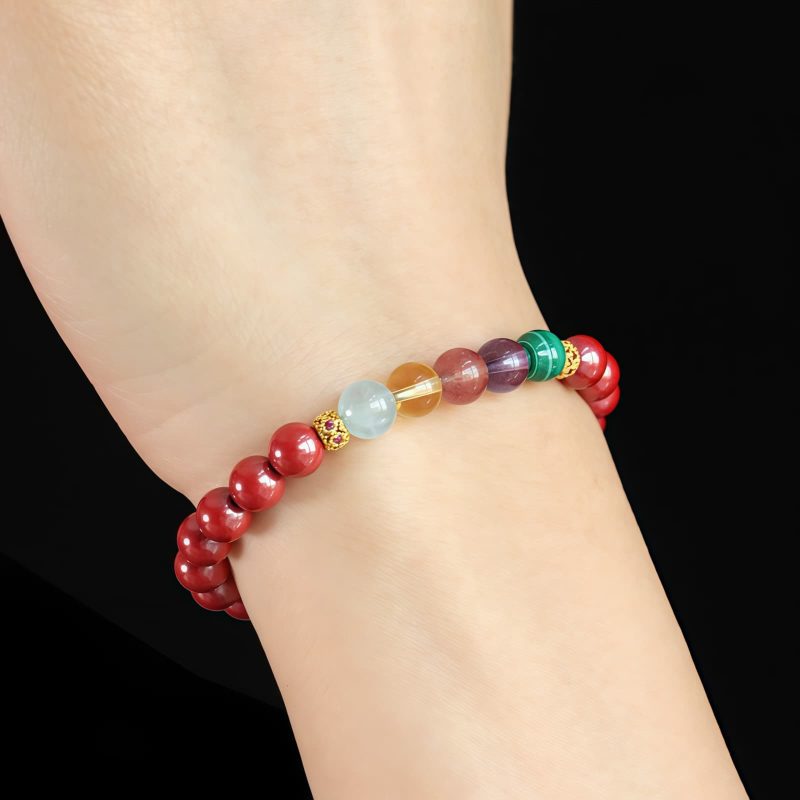 Blessing Bracelet of Cinnabar and Aquamarine Blessing Bracelet of Cinnabar and Aquamarine