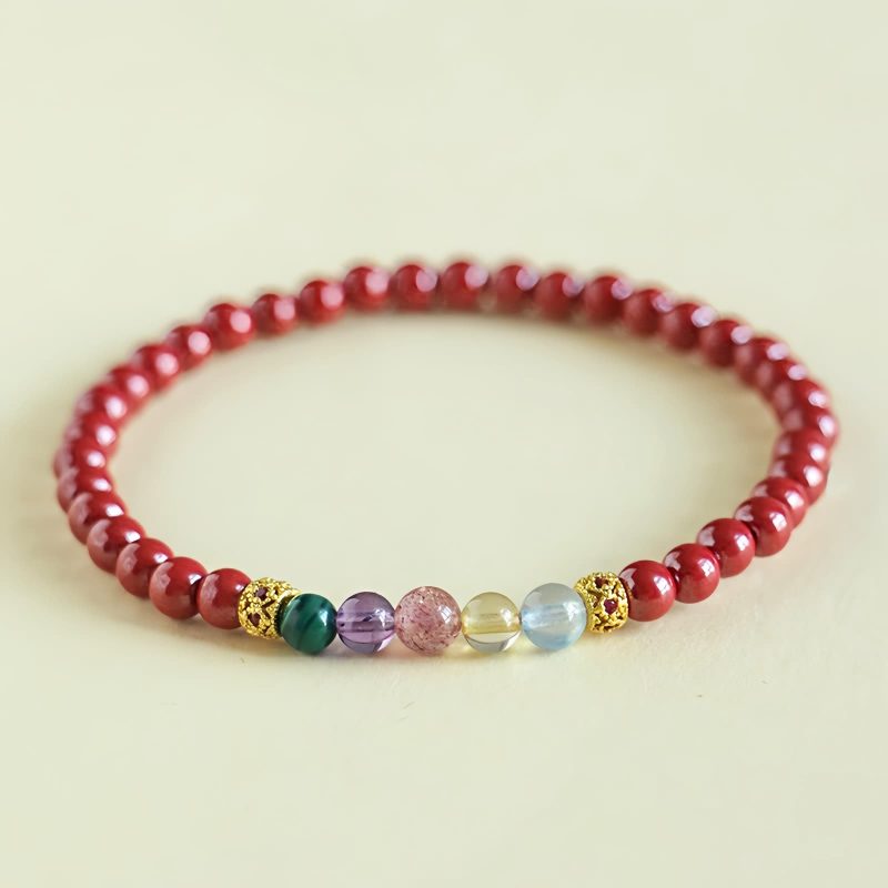 Blessing Bracelet of Cinnabar and Aquamarine Blessing Bracelet of Cinnabar and Aquamarine