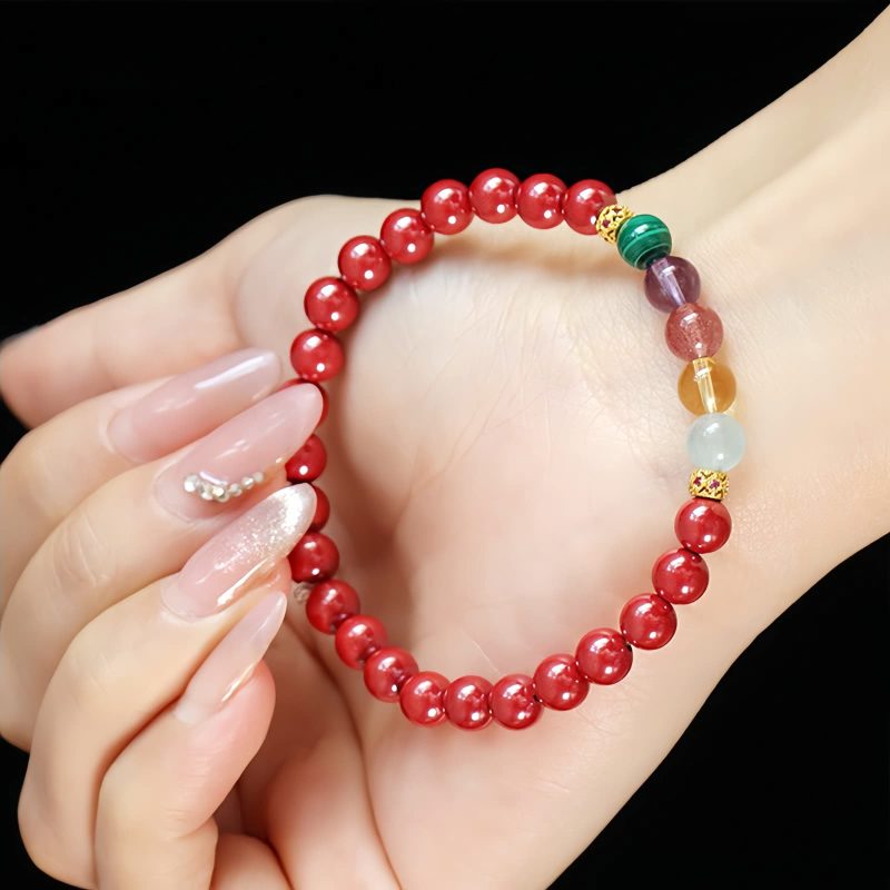 Blessing Bracelet of Cinnabar and Aquamarine Blessing Bracelet of Cinnabar and Aquamarine