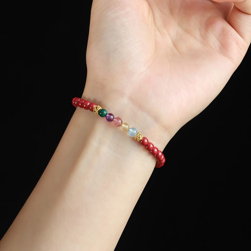 Blessing Bracelet of Cinnabar and Aquamarine Blessing Bracelet of Cinnabar and Aquamarine