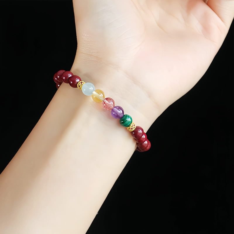 Blessing Bracelet of Cinnabar and Aquamarine Blessing Bracelet of Cinnabar and Aquamarine