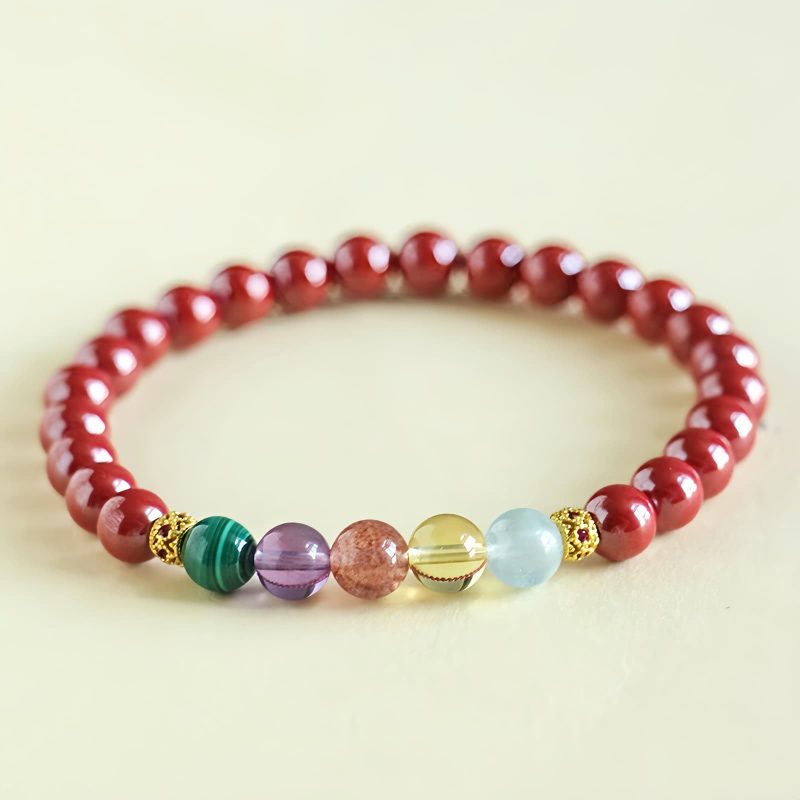 Blessing Bracelet of Cinnabar and Aquamarine Blessing Bracelet of Cinnabar and Aquamarine