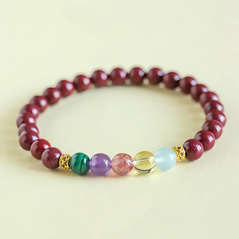 Blessing Bracelet of Cinnabar and Aquamarine Blessing Bracelet of Cinnabar and Aquamarine