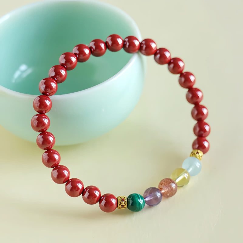 Blessing Bracelet of Cinnabar and Aquamarine Blessing Bracelet of Cinnabar and Aquamarine