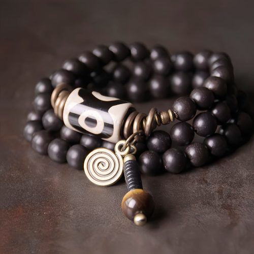 Ebony Dzi Bead Copper Protection Bracelet