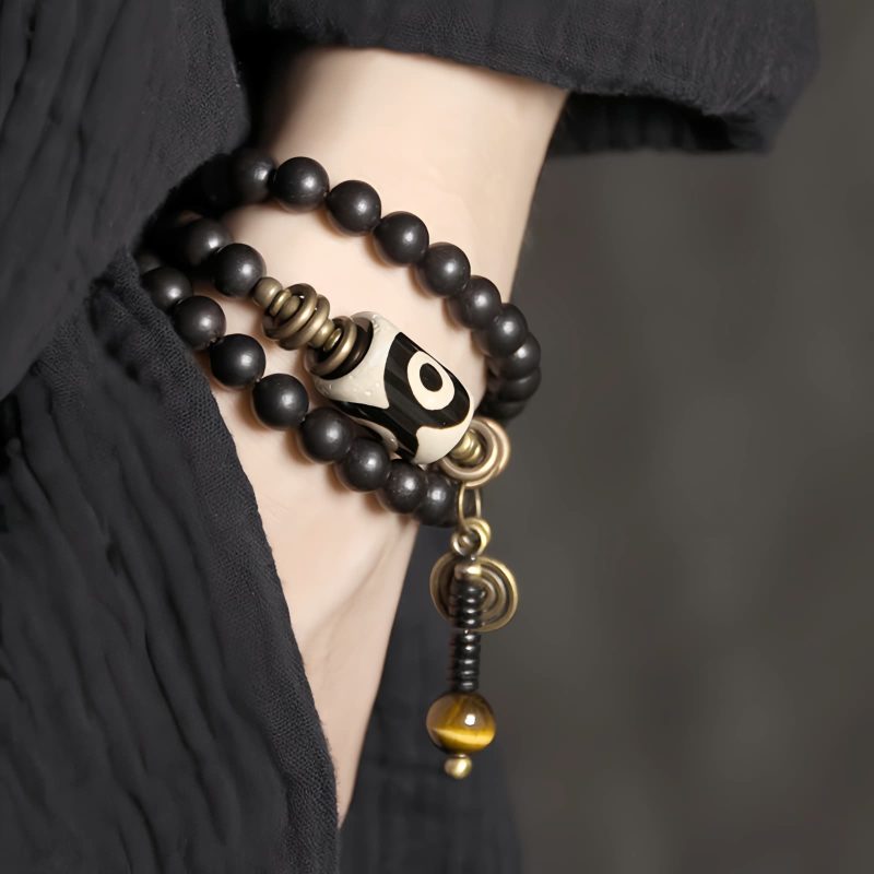 Ebony Dzi Bead Copper Protection Bracelet Ebony Dzi Bead Copper Protection Bracelet