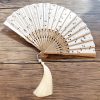 Embroidered Cotton Folding Fan with Bamboo Handle Embroidered Cotton Folding Fan with Bamboo Handle