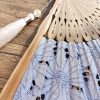 Embroidered Cotton Folding Fan with Bamboo Handle Embroidered Cotton Folding Fan with Bamboo Handle