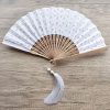 Embroidered Cotton Folding Fan with Bamboo Handle Embroidered Cotton Folding Fan with Bamboo Handle