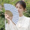 Embroidered Cotton Folding Fan with Bamboo Handle Embroidered Cotton Folding Fan with Bamboo Handle