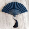 Embroidered Cotton Folding Fan with Bamboo Handle Embroidered Cotton Folding Fan with Bamboo Handle