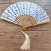 Embroidered Cotton Folding Fan with Bamboo Handle Embroidered Cotton Folding Fan with Bamboo Handle