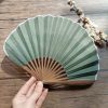Handcrafted Retro Bamboo Solid Color Folding Fan Handcrafted Retro Bamboo Solid Color Folding Fan