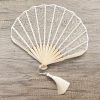 Rose Lace Bamboo Folding Fan with Tassels Rose Lace Bamboo Folding Fan with Tassels