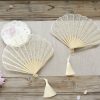 Rose Lace Bamboo Folding Fan with Tassels Rose Lace Bamboo Folding Fan with Tassels