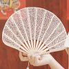 Rose Lace Bamboo Folding Fan with Tassels Rose Lace Bamboo Folding Fan with Tassels