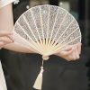 Rose Lace Bamboo Folding Fan with Tassels Rose Lace Bamboo Folding Fan with Tassels