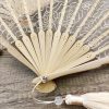 Rose Lace Bamboo Folding Fan with Tassels Rose Lace Bamboo Folding Fan with Tassels