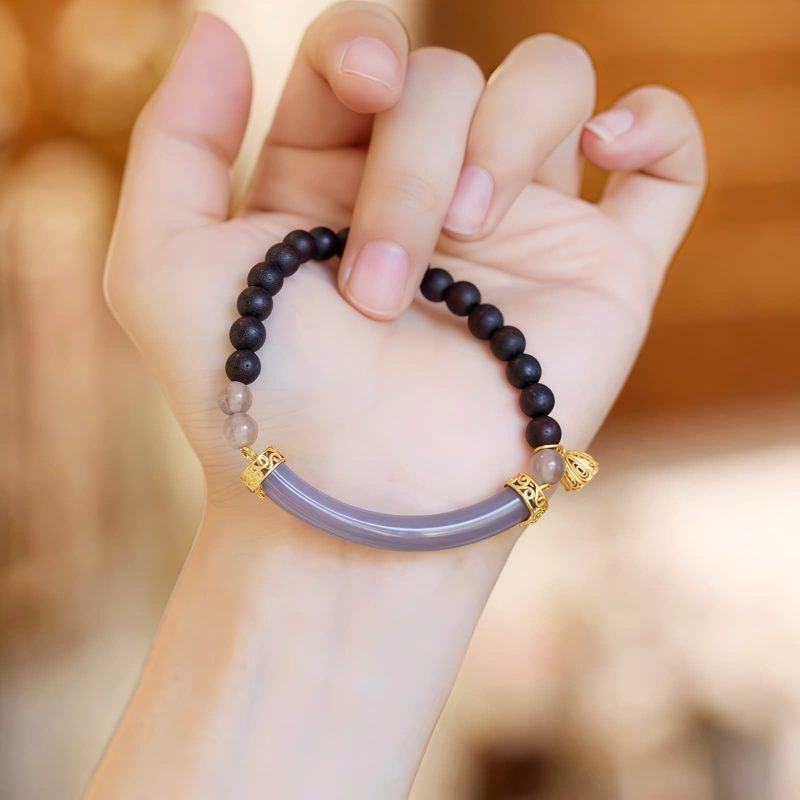 Sandalwood Gray Chalcedony Cuff Bracelet Sandalwood Gray Chalcedony Cuff Bracelet