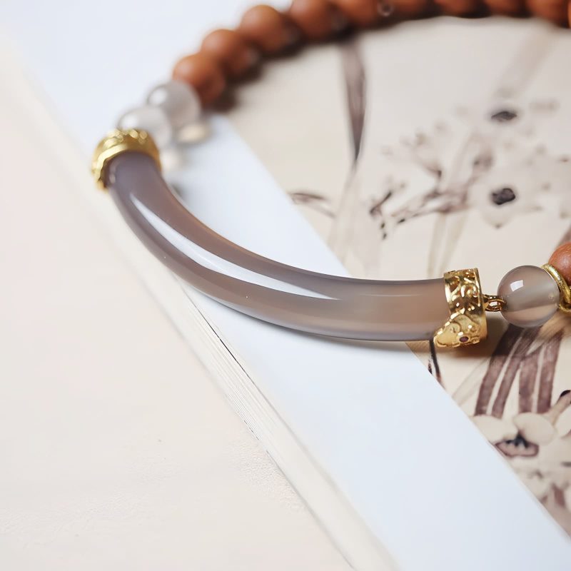 Sandalwood Gray Chalcedony Cuff Bracelet Sandalwood Gray Chalcedony Cuff Bracelet