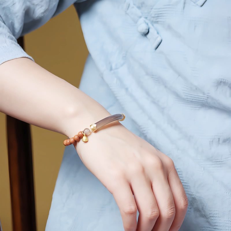 Sandalwood Gray Chalcedony Cuff Bracelet Sandalwood Gray Chalcedony Cuff Bracelet