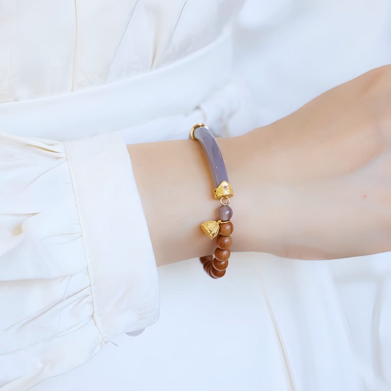 Sandalwood Gray Chalcedony Cuff Bracelet Sandalwood Gray Chalcedony Cuff Bracelet