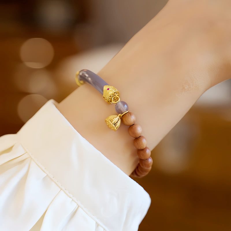 Sandalwood Gray Chalcedony Cuff Bracelet Sandalwood Gray Chalcedony Cuff Bracelet
