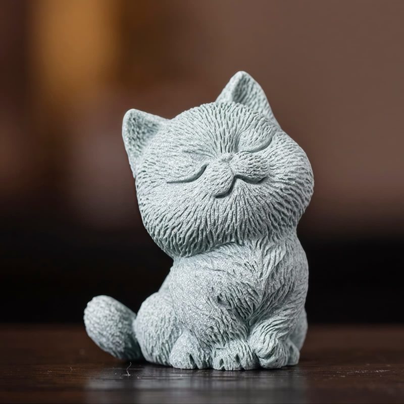 Sandstone Cat Figurines for Tea Ceremony Decoration Sandstone Cat Figurines for Tea Ceremony Decoration