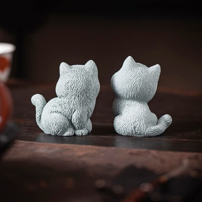 Sandstone Cat Figurines for Tea Ceremony Decoration Sandstone Cat Figurines for Tea Ceremony Decoration