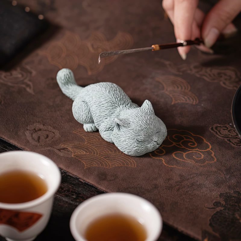 Sandstone Cat Figurines for Tea Ceremony Decoration Sandstone Cat Figurines for Tea Ceremony Decoration