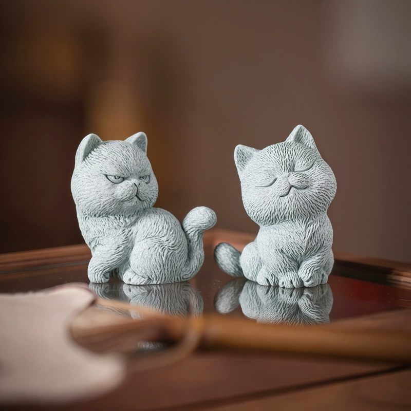 Sandstone Cat Figurines for Tea Ceremony Decoration Sandstone Cat Figurines for Tea Ceremony Decoration