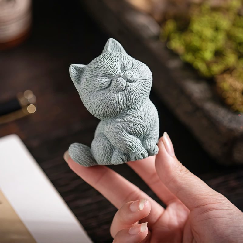Sandstone Cat Figurines for Tea Ceremony Decoration Sandstone Cat Figurines for Tea Ceremony Decoration