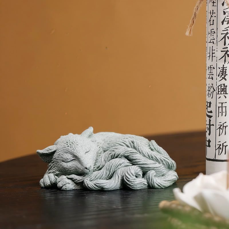 Sandstone Nine Tailed Fox Tea Pet Figurine Sandstone Nine Tailed Fox Tea Pet Figurine