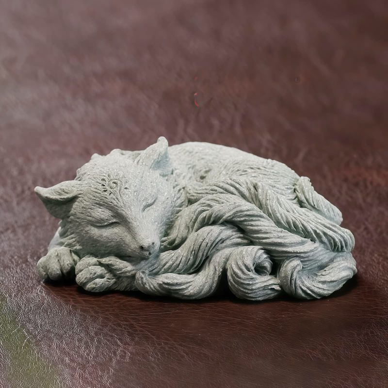 Sandstone Nine Tailed Fox Tea Pet Figurine Sandstone Nine Tailed Fox Tea Pet Figurine