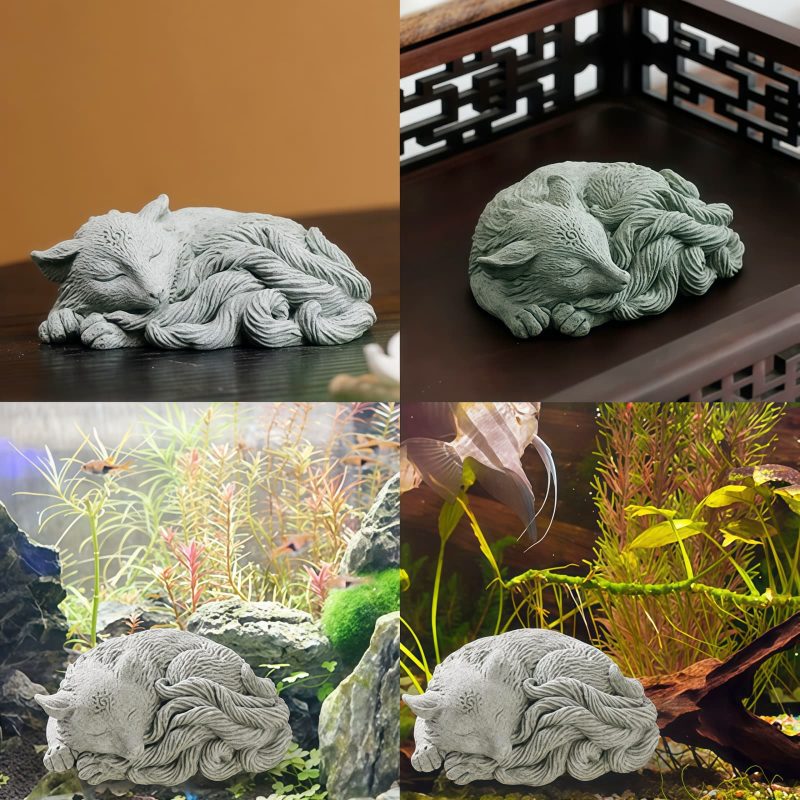 Sandstone Nine Tailed Fox Tea Pet Figurine Sandstone Nine Tailed Fox Tea Pet Figurine