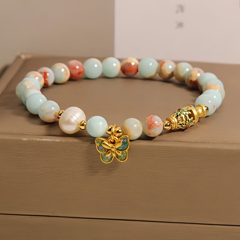 Schoushan-Stein Schmetterlings-Armband für Wohlstand und Transformation Shoushan Stone Butterfly Wealth Bracelet