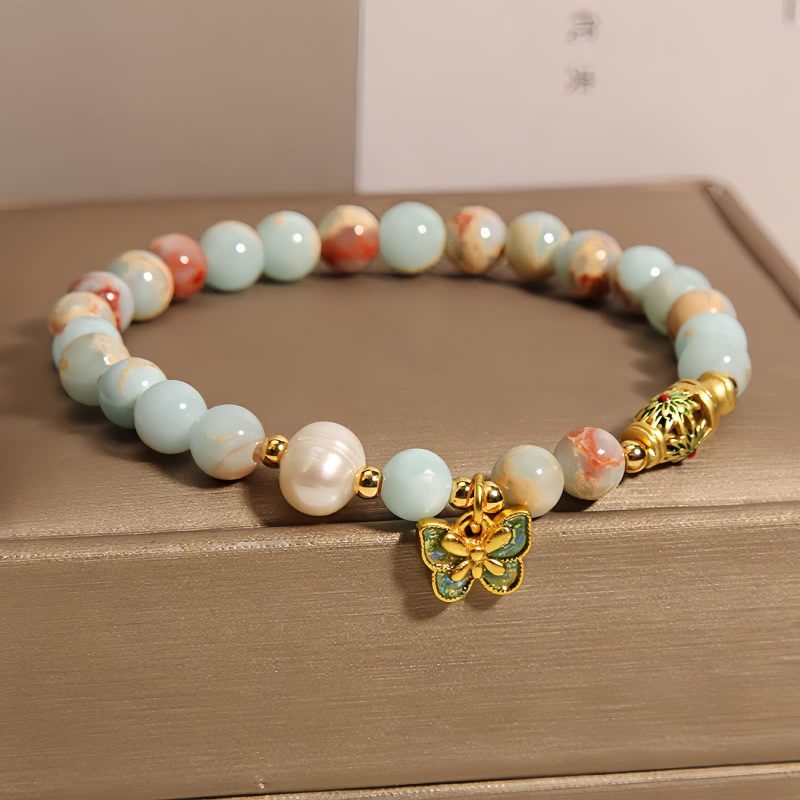 Schoushan-Stein Schmetterlings-Armband für Wohlstand und Transformation Shoushan Stone Butterfly Wealth Bracelet