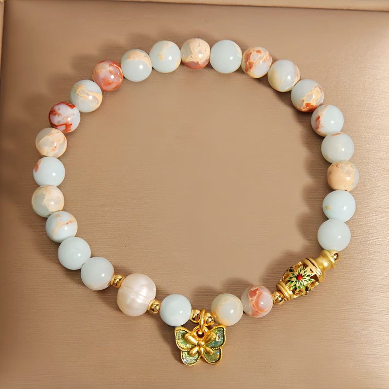 Schoushan-Stein Schmetterlings-Armband für Wohlstand und Transformation Shoushan Stone Butterfly Wealth Bracelet