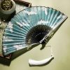 Silk Bamboo Folding Fan with Crane Pattern Silk Bamboo Folding Fan with Crane Pattern